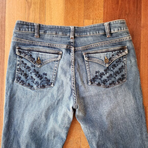 Canyon River Blues Embroidered Flap-Over Pocket Boot Cut Jeans Size 14 - Picture 11 of 14
